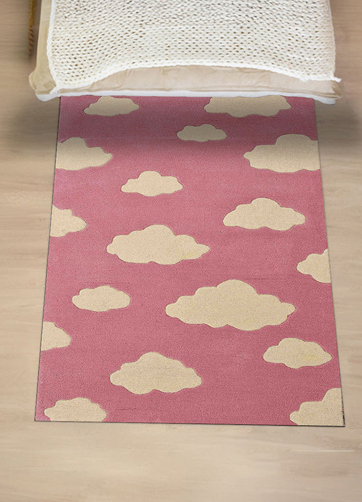 Playful Pink Cloud Pattern Rug