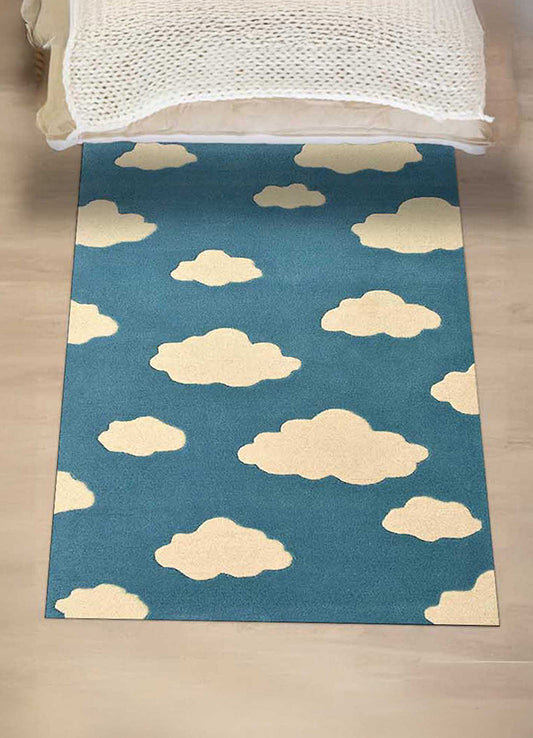 Playful Blue Cloud Pattern Rug