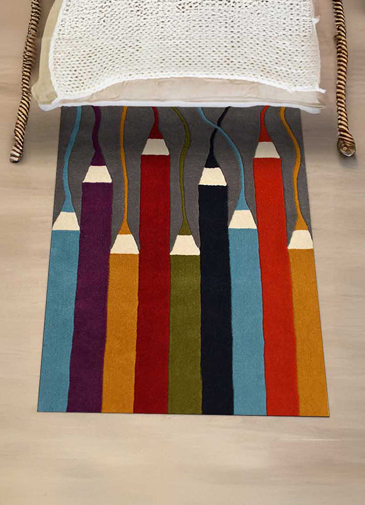 Playful Colored Pencil Design Rug