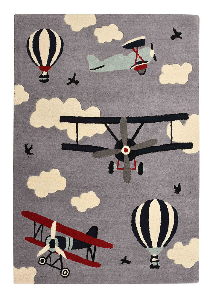 Whimsical Airplane and Balloon Rug