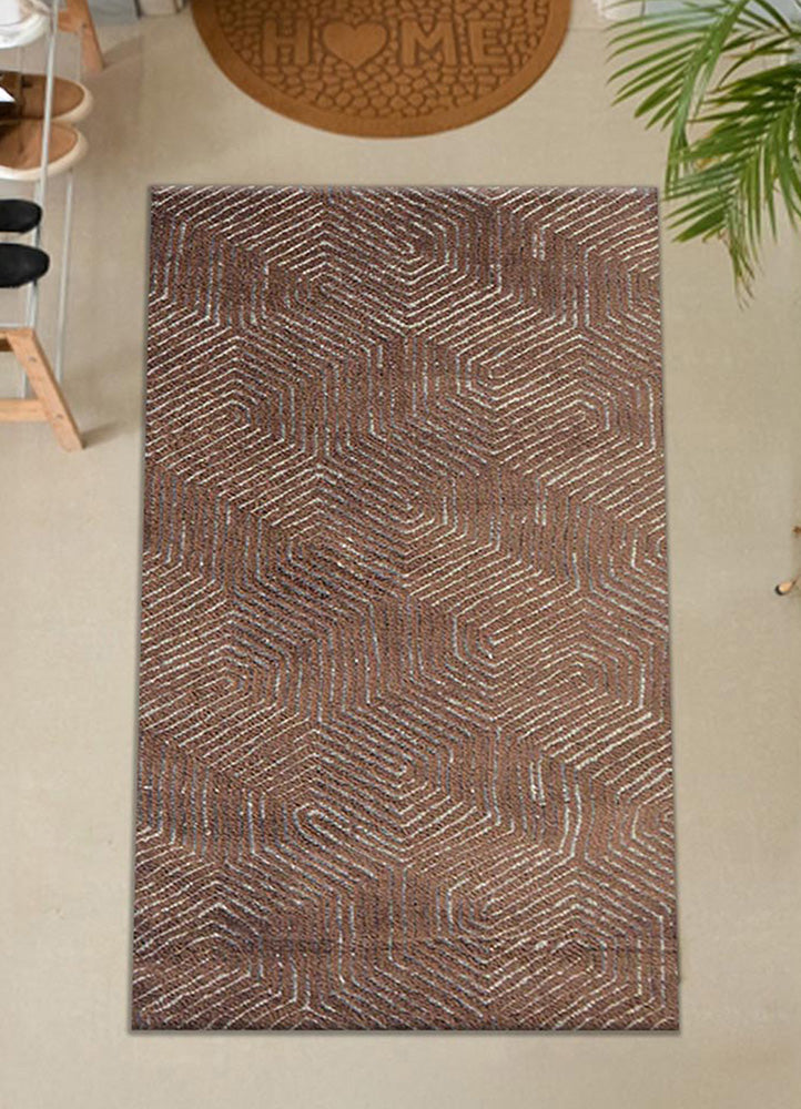 Elegant Brown Woven Pattern Rug