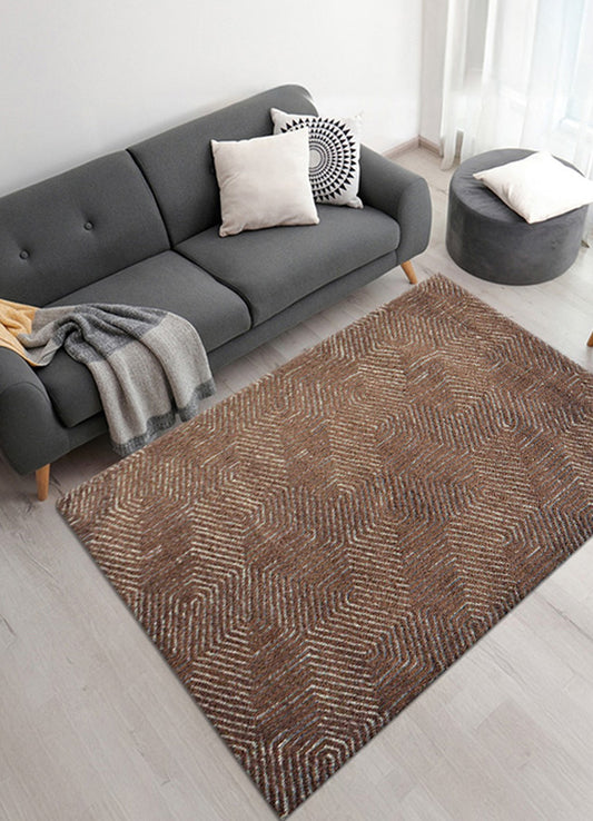 Elegant Brown Woven Pattern Rug