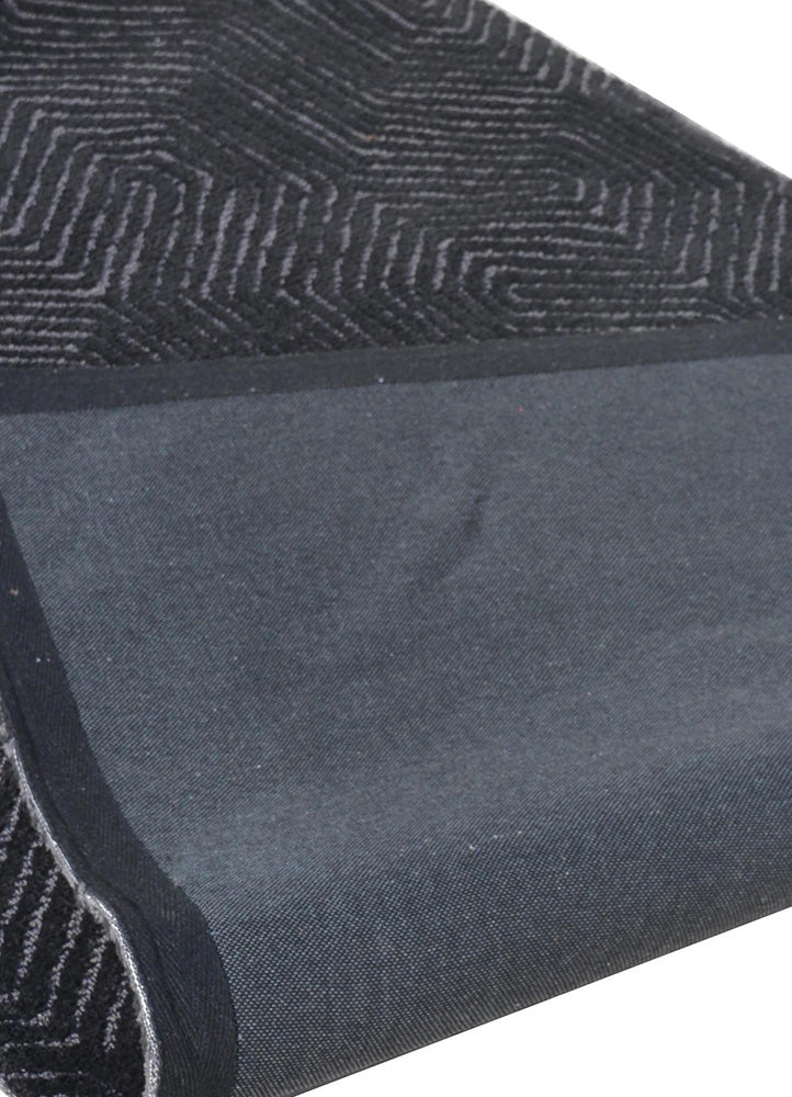 Elegant Black Geometric Pattern Rug