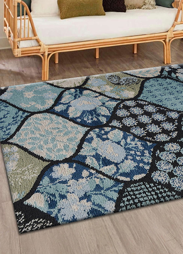 Captivating Blue, Green, Black Rug