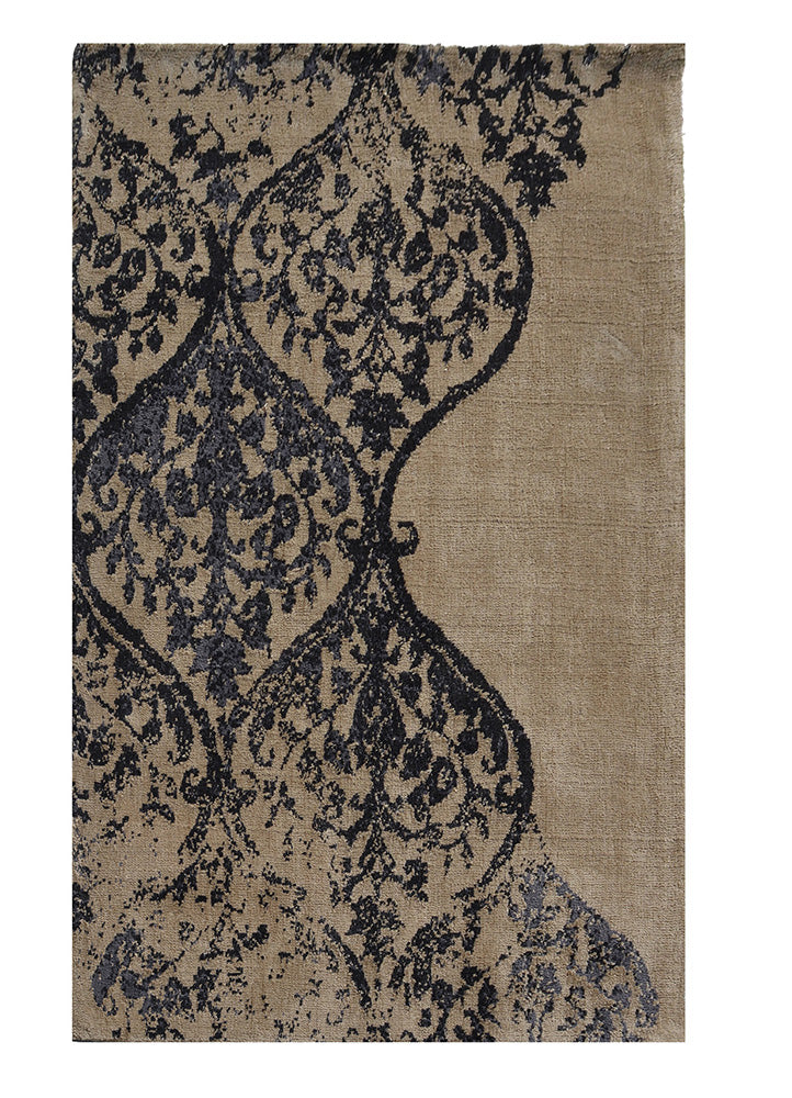 Ornate Beige and Black Rug