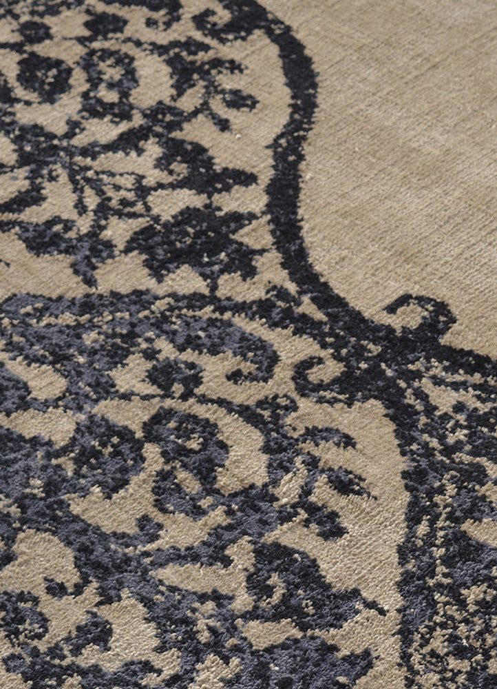 Ornate Beige and Black Rug