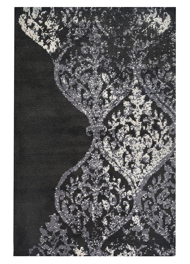 Ornate Grey and Black Rug