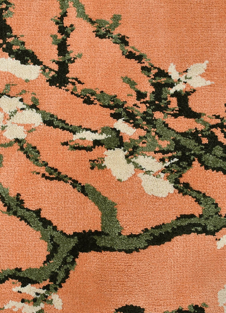 Stylish and Comfortable Peach Curated Rug