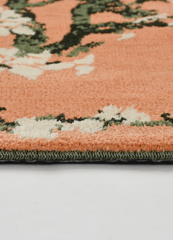 Stylish and Comfortable Peach Curated Rug