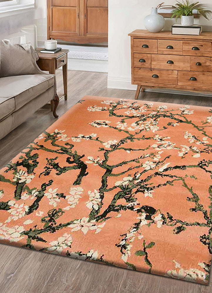 Stylish and Comfortable Peach Curated Rug