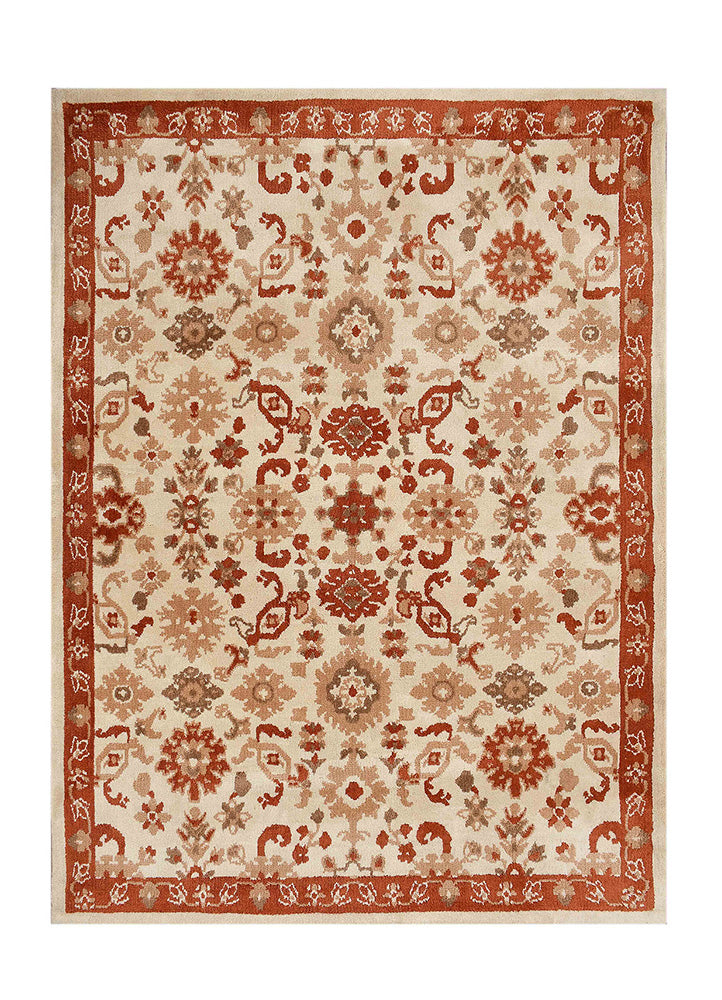 Elegant Beige and Red Rug