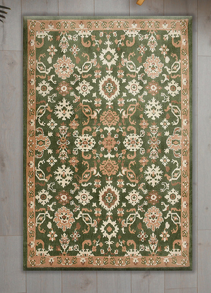 Elegant Green and Beige Rug