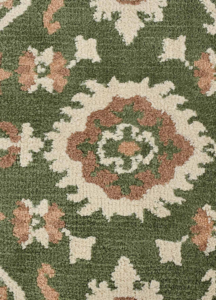 Elegant Green and Beige Rug