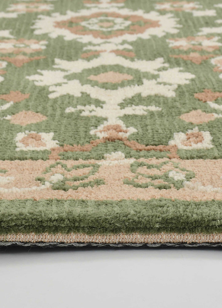 Elegant Green and Beige Rug