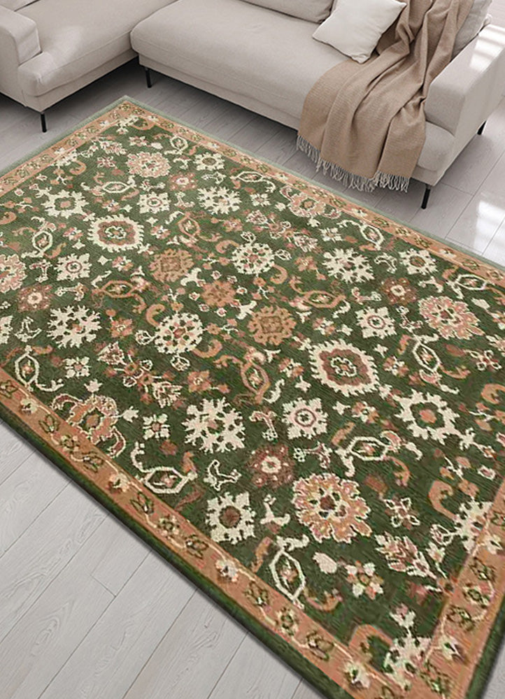 Elegant Green and Beige Rug