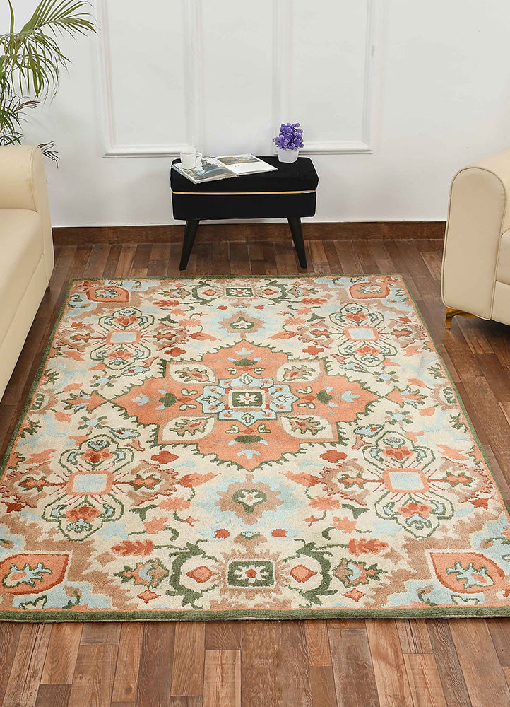 Elegant Orange and Blue Rug