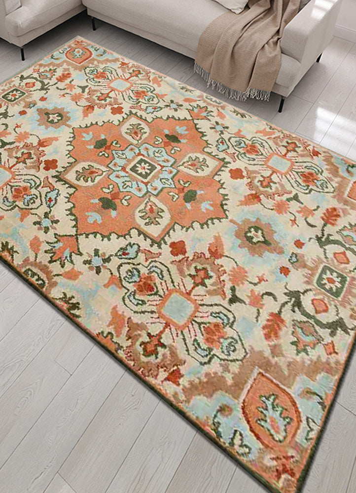 Elegant Orange and Blue Rug