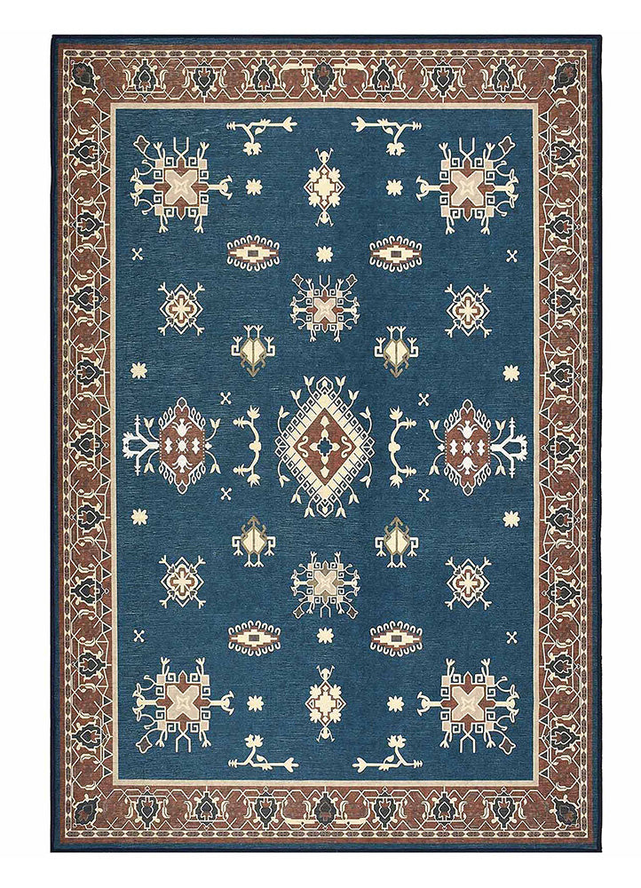 Elegant Blue and Beige Carpet