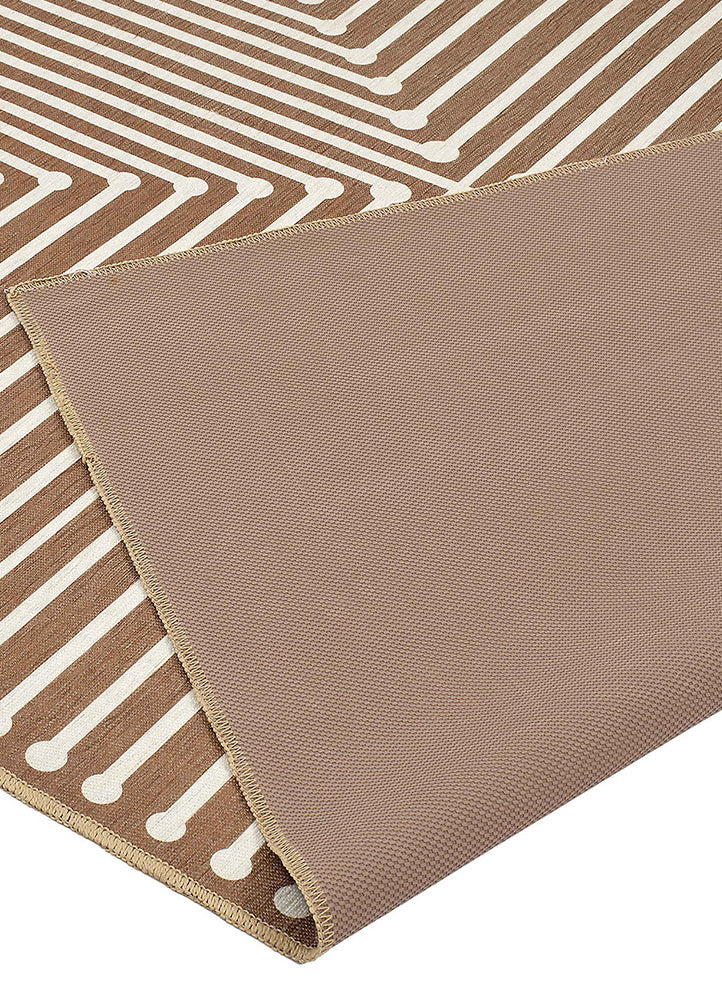 Elegant Brown and White Geometric Rug