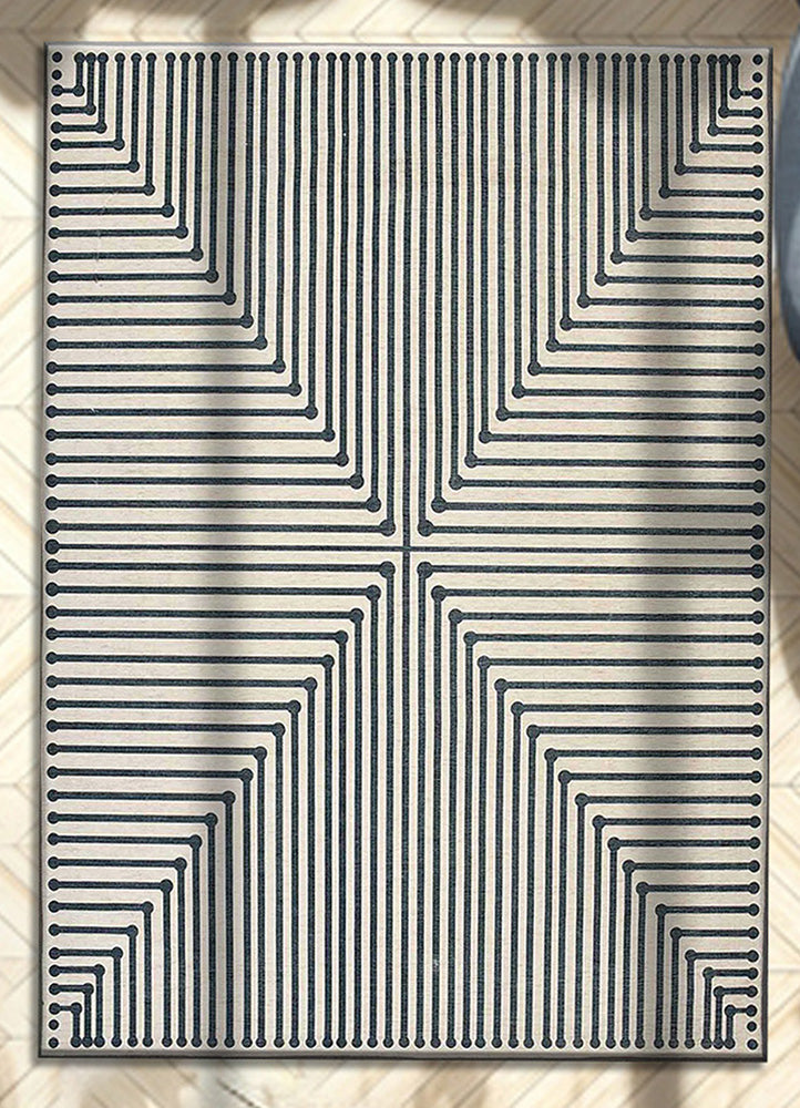 Elegant Black and White Geometric Rug