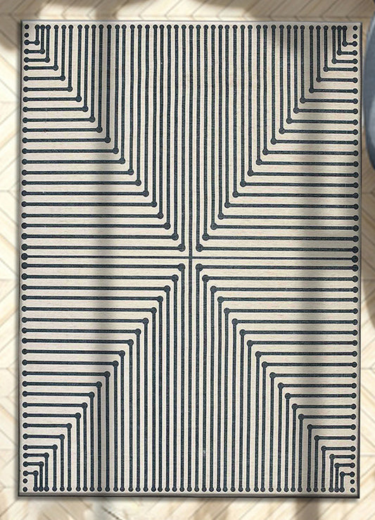 Elegant Black and White Geometric Rug