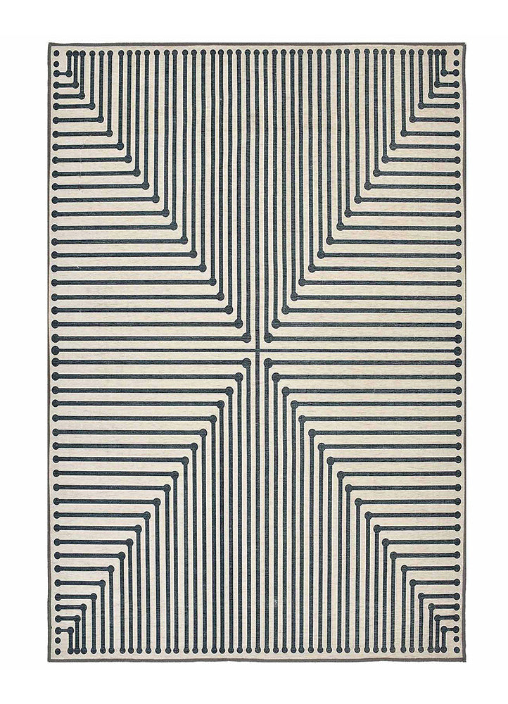 Elegant Black and White Geometric Rug