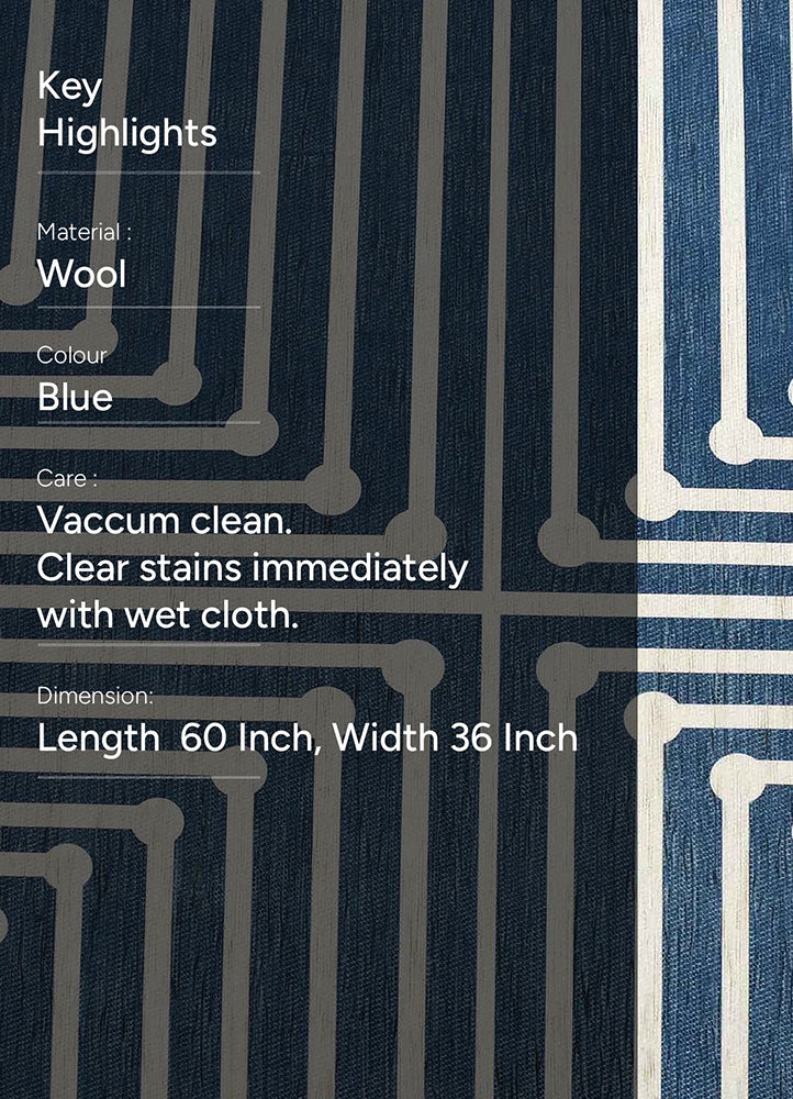 Elegant Blue and White Geometric Rug