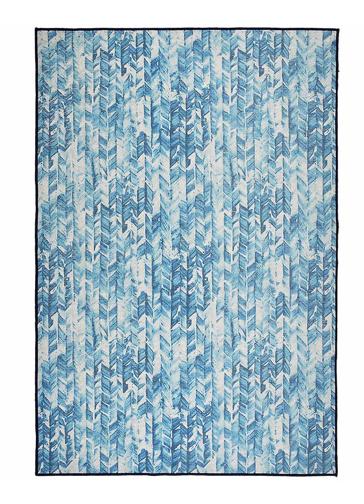 Abstract Blue and White Rug