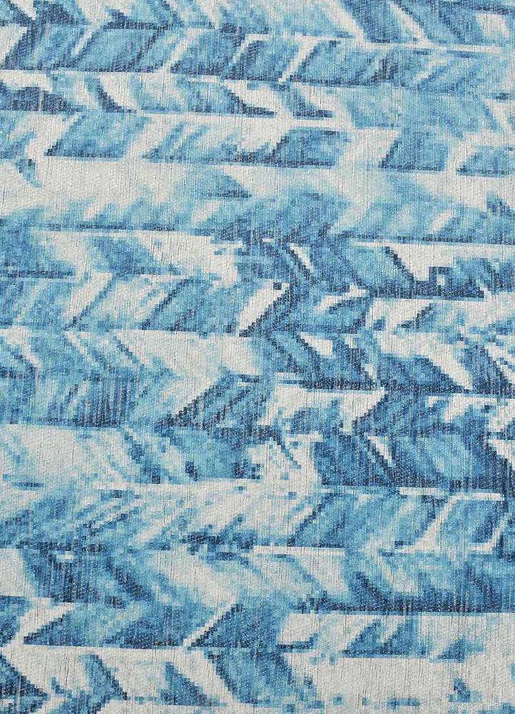 Abstract Blue and White Rug