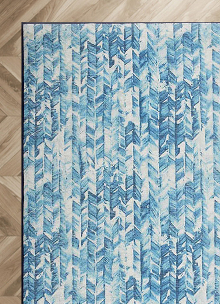 Abstract Blue and White Rug