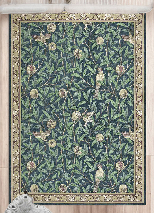 Elegant Blue and Green Floral Rug