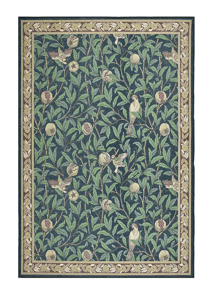 Elegant Blue and Green Floral Rug