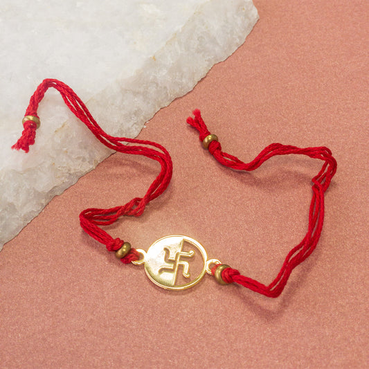 Swastik Rakhi - Red Thread