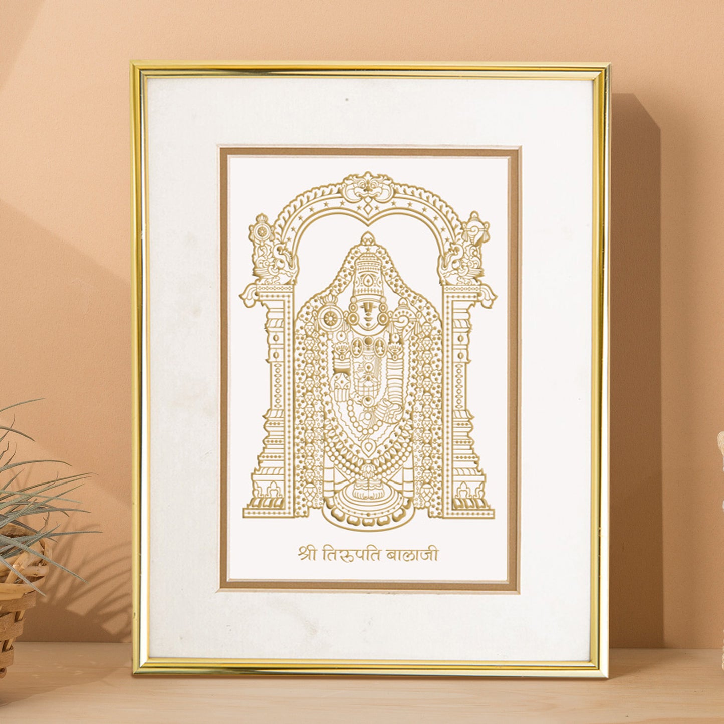 Golden Tirupati Balaji Frame: Divine Blessings