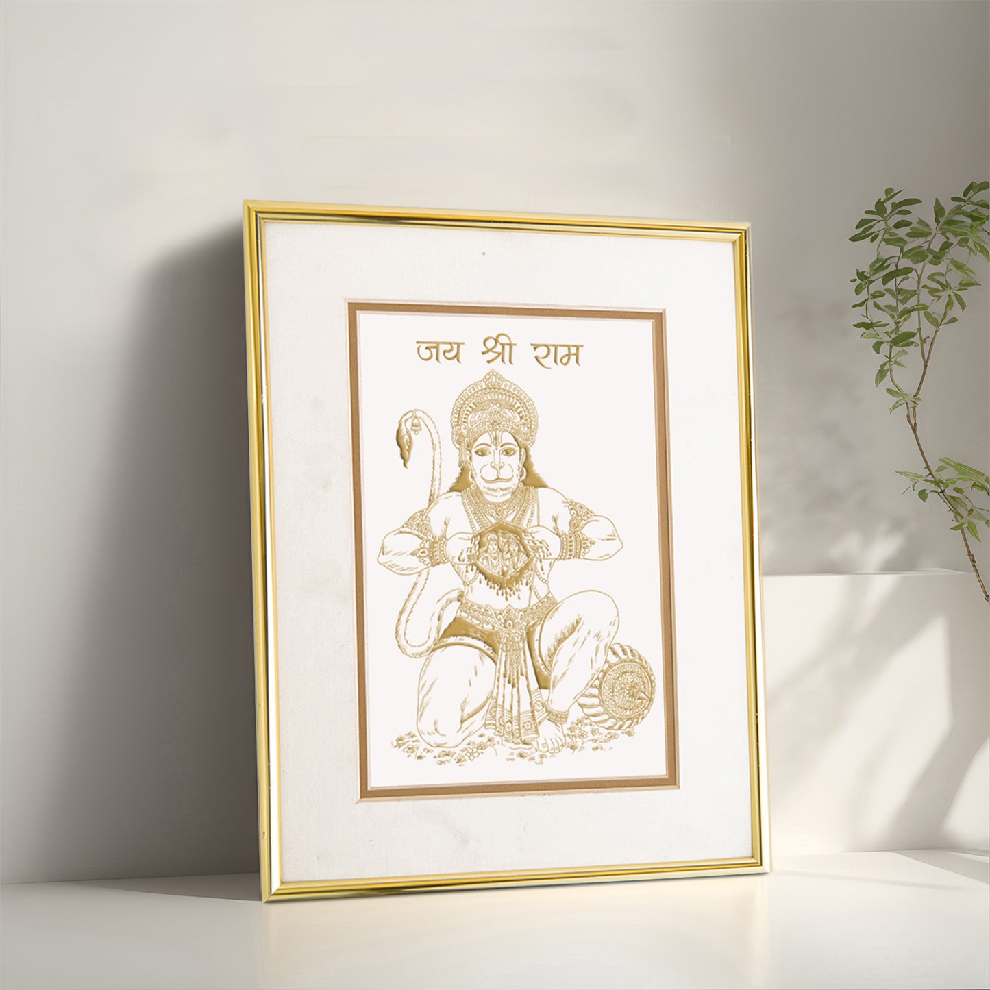 Golden Hanuman Frame: Strength And Prosperity