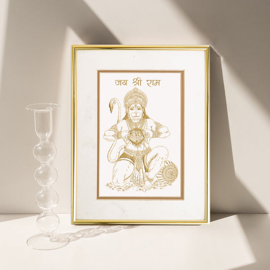 Golden Hanuman Frame: Strength And Prosperity