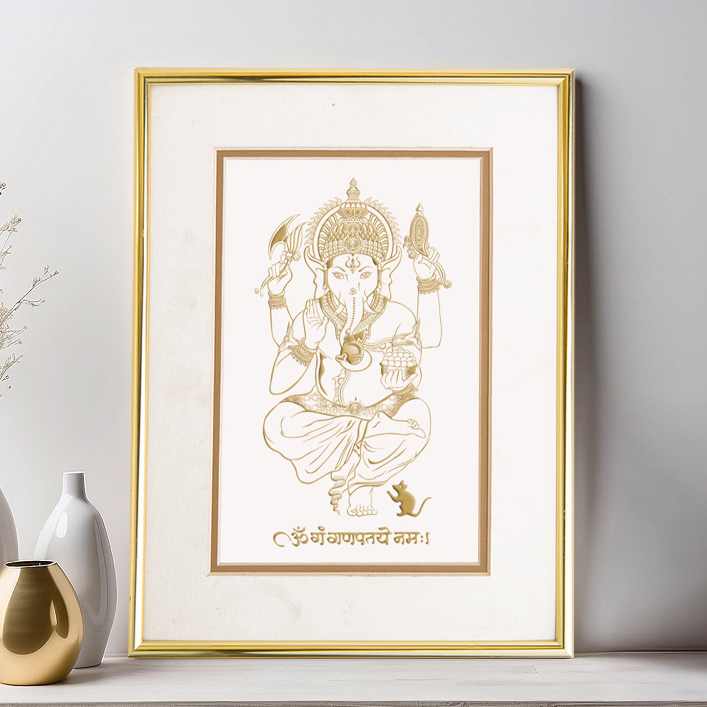 Divine Golden Ganesh Frame: Auspicious