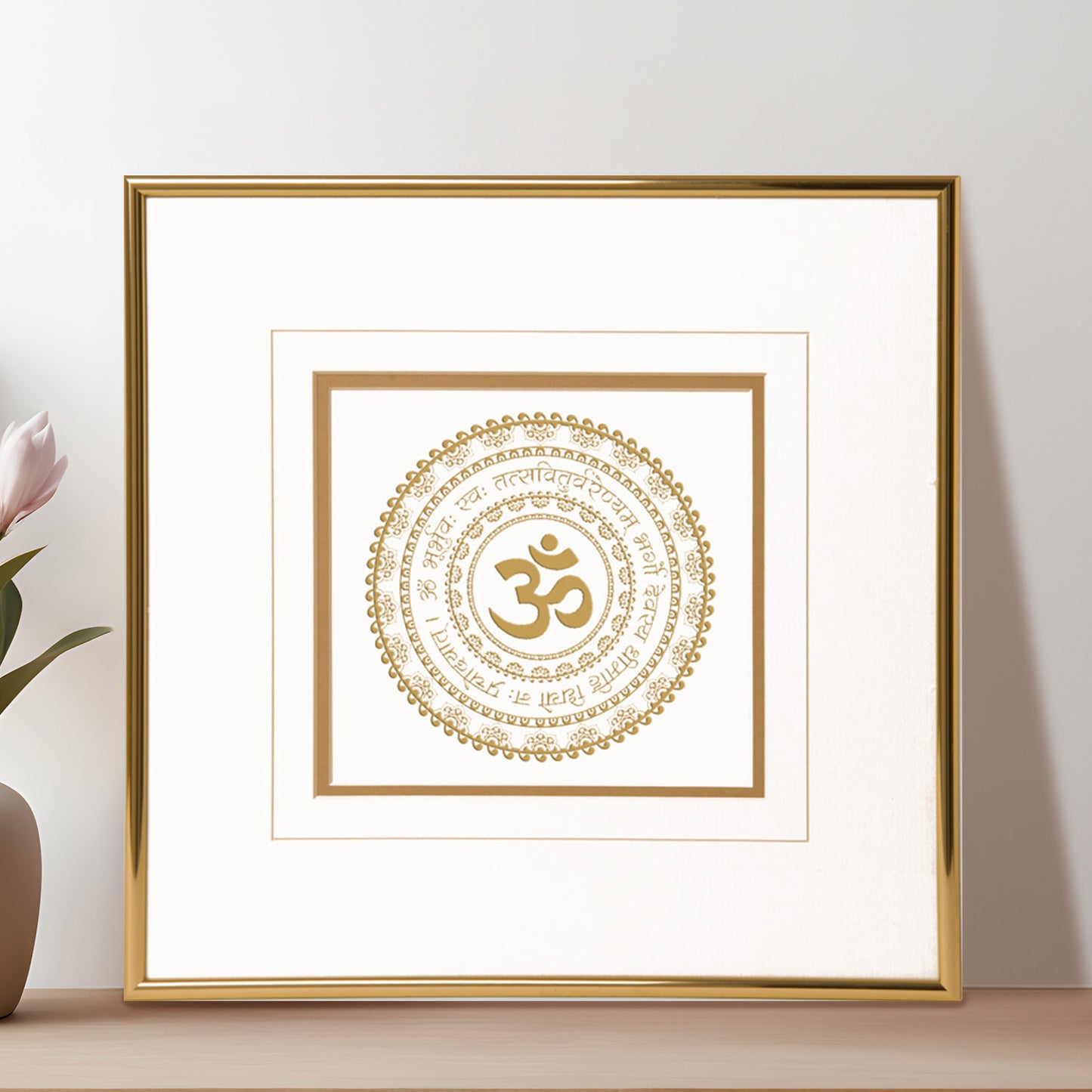 Golden Om Frame: Divine Harmony Symbol