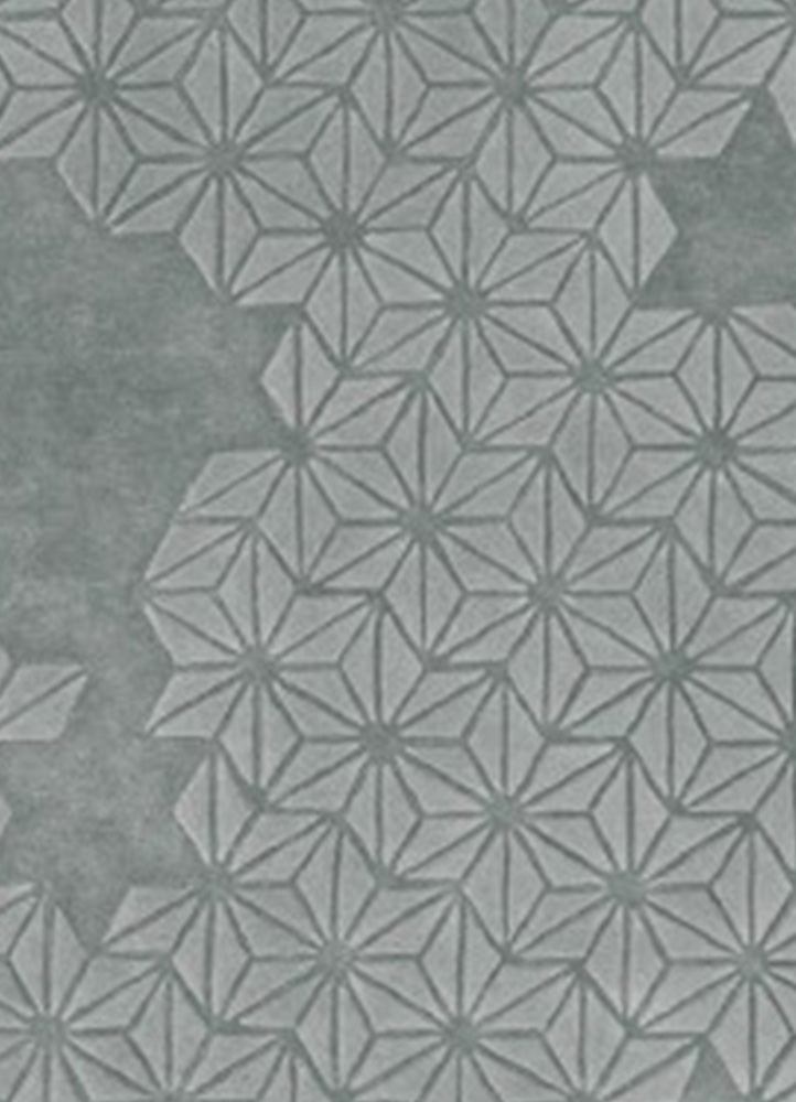 Unique Pebble Print Botanical Silk & Wool Carpet