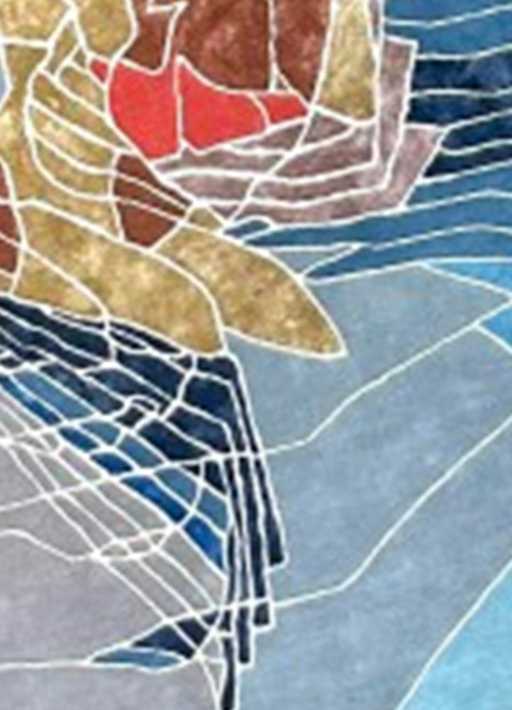 Colorful Asymmetrical Wool & Silk Carpet