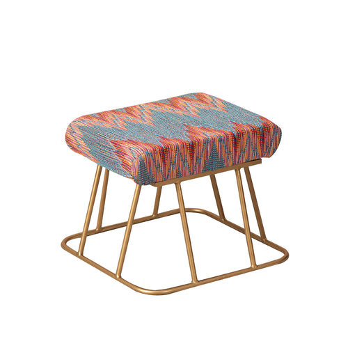 Crest Jacquard Metallic Stool in Blue Color