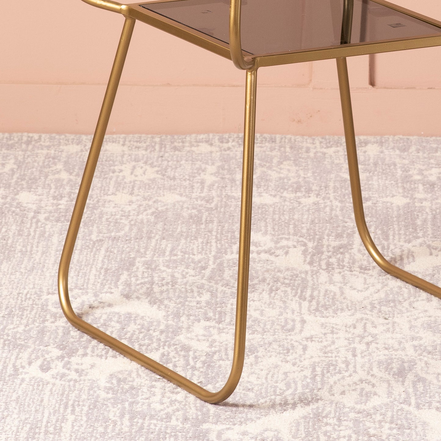 Contemporary Metallic tiered End Table in Gold Color