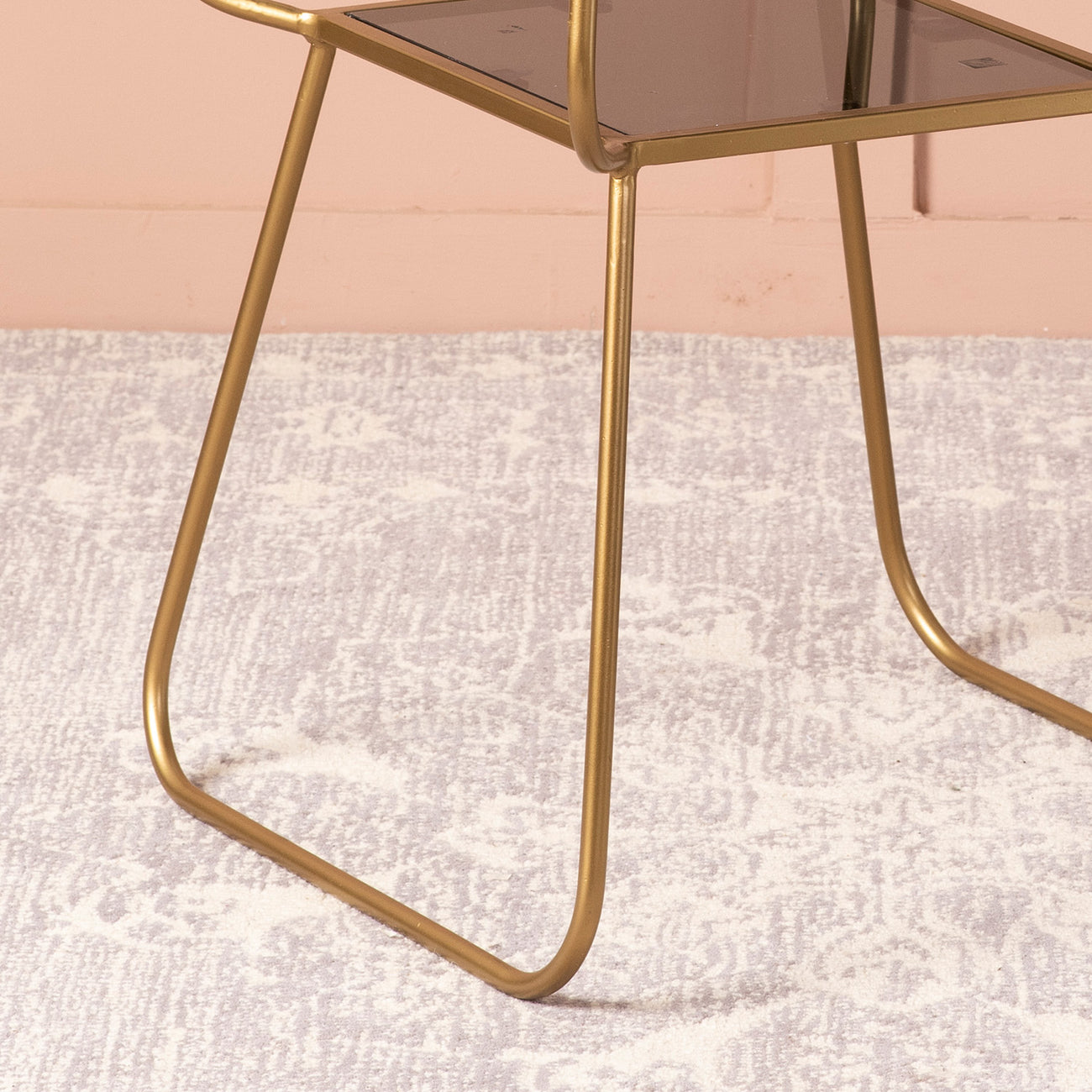 Contemporary Metallic tiered End Table in Gold Color