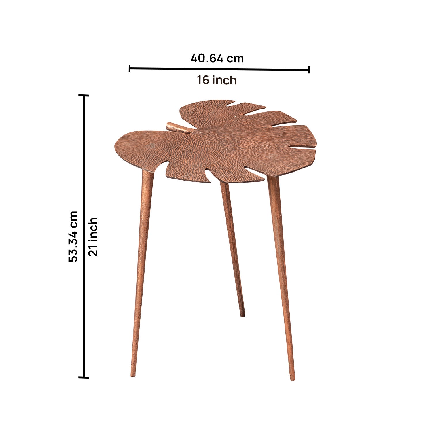 Cosmo Aluminium Leaf End Table in Copper Color Set of 2