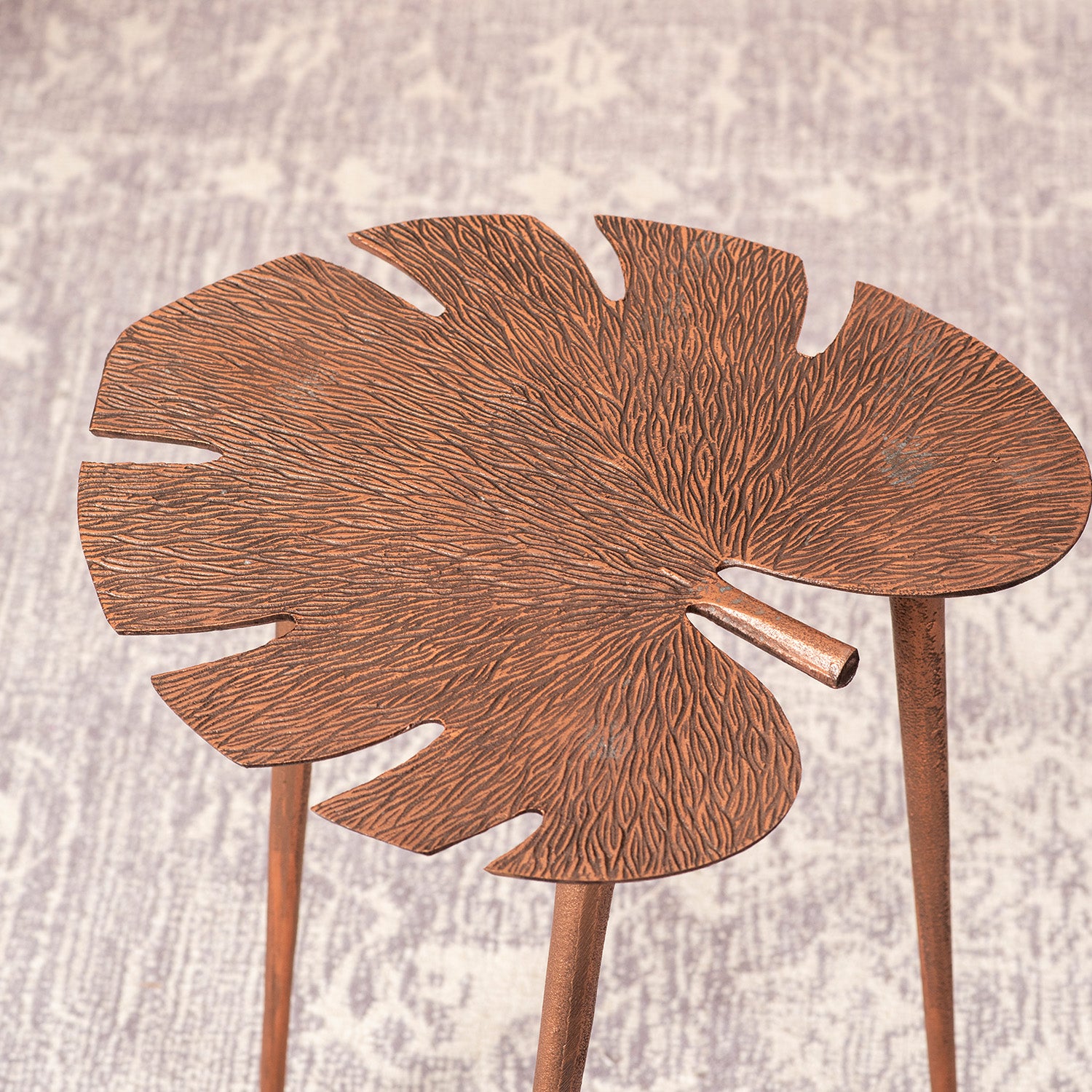 Cosmo Aluminium Leaf End Table in Copper Color Set of 2