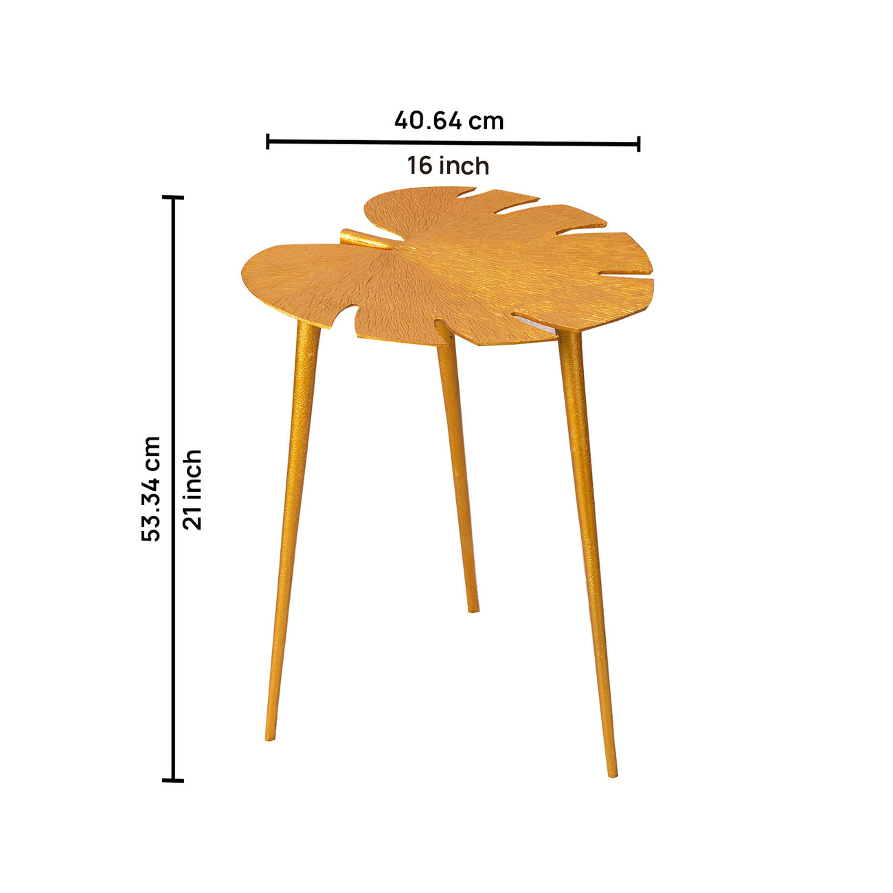 Cosmo Aluminium Leaf End Table in Gold Color Set of 2