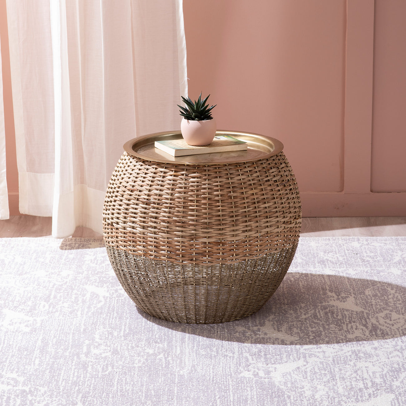 Opulent Rattan and Gold Table