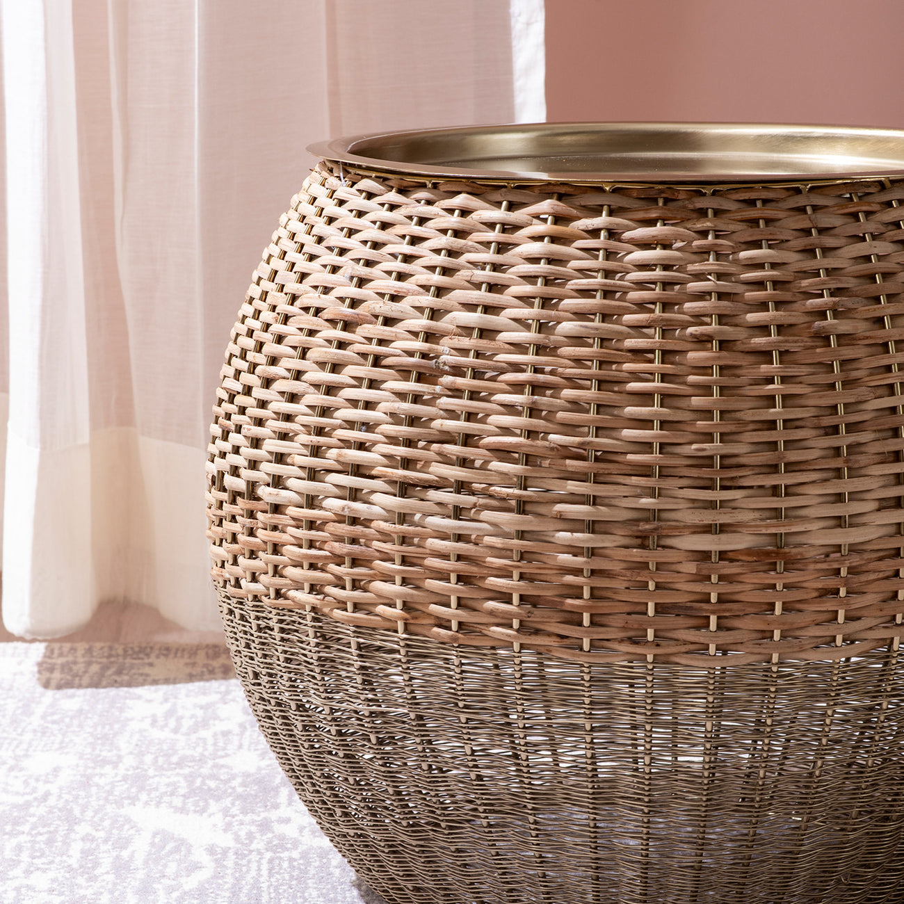 Opulent Rattan and Gold Table