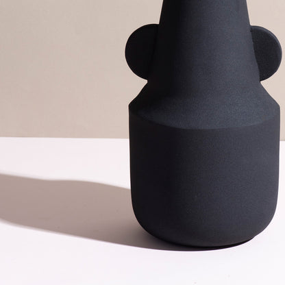 Sophisticated Black Textured Metallic Vase