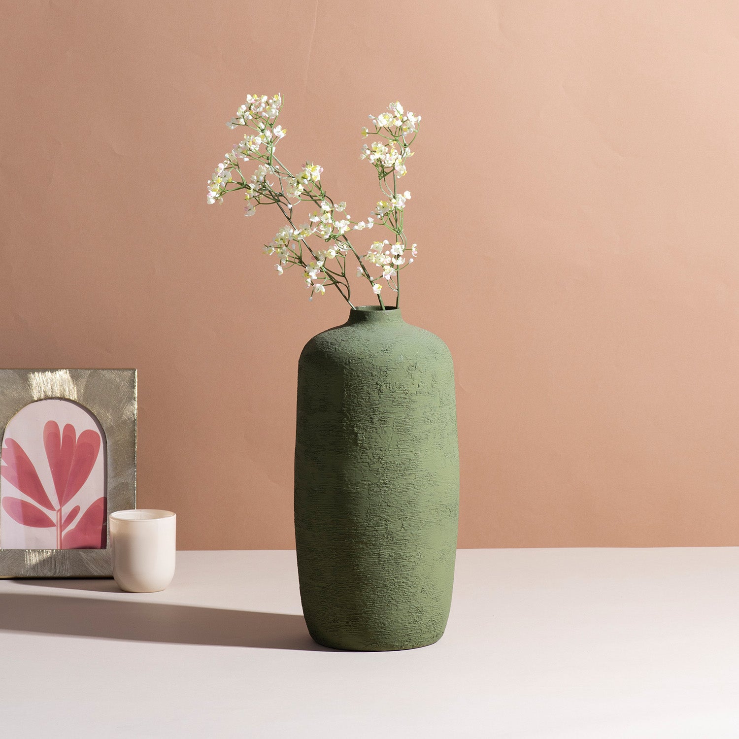 Sophisticated Sage Green Metallic Vase